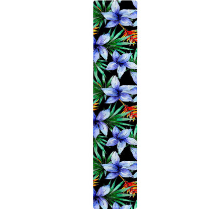 Blue Hawaiian Wildflowers Pattern Print Table Runner