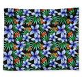 Blue Hawaiian Wildflowers Pattern Print Tapestry