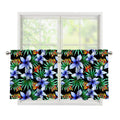 Blue Hawaiian Wildflowers Pattern Print Tier Curtains