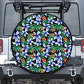Blue Hawaiian Wildflowers Pattern Print Tire Cover