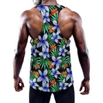 Blue Hawaiian Wildflowers Pattern Print Training Tank Top