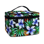 Blue Hawaiian Wildflowers Pattern Print Travel Makeup Bag