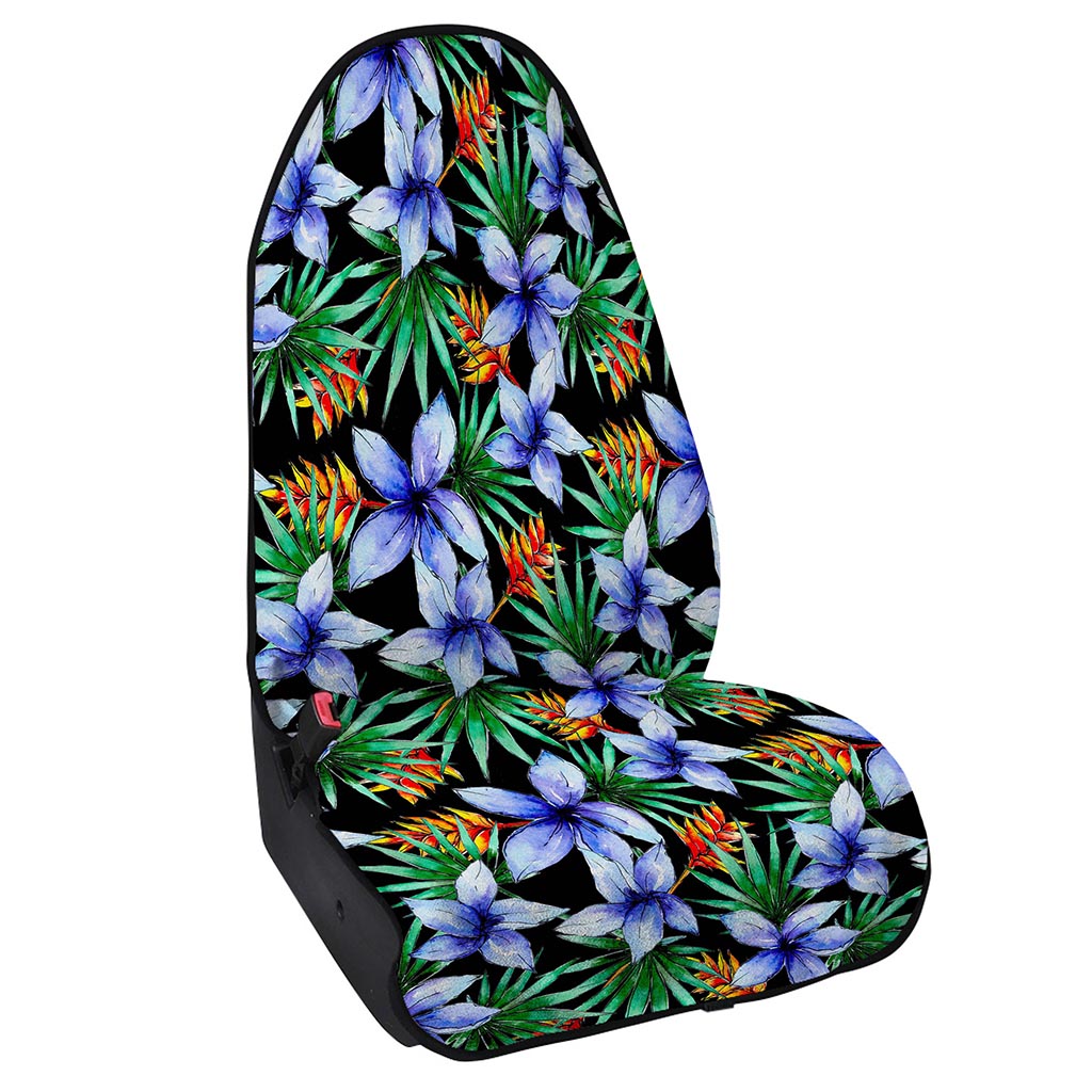 Blue Hawaiian Wildflowers Pattern Print Waterproof Car Seat Cover