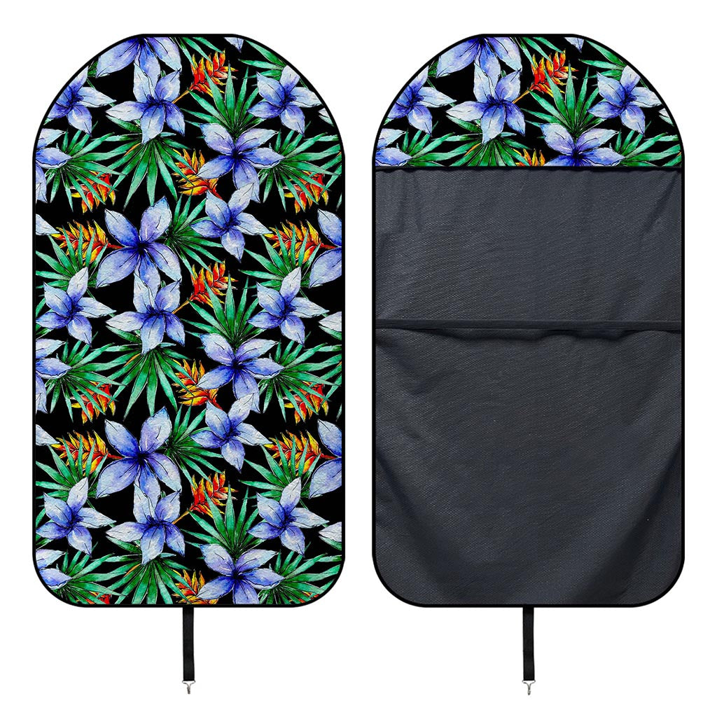 Blue Hawaiian Wildflowers Pattern Print Waterproof Car Seat Cover