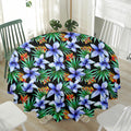 Blue Hawaiian Wildflowers Pattern Print Waterproof Round Tablecloth