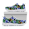 Blue Hawaiian Wildflowers Pattern Print White Running Shoes