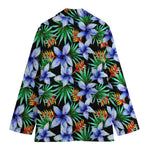 Blue Hawaiian Wildflowers Pattern Print Women's Blazer