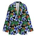 Blue Hawaiian Wildflowers Pattern Print Women's Cotton Blazer