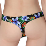 Blue Hawaiian Wildflowers Pattern Print Women's Thong