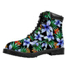 Blue Hawaiian Wildflowers Pattern Print Work Boots