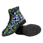 Blue Hawaiian Wildflowers Pattern Print Work Boots