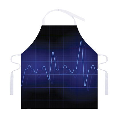 Blue Heartbeat Print Adjustable Apron