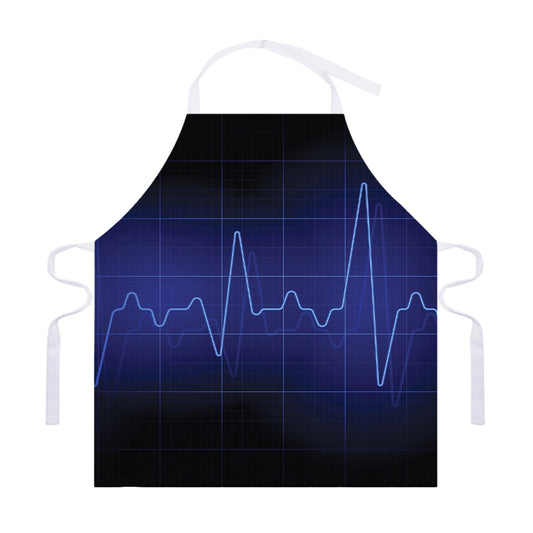 Blue Heartbeat Print Adjustable Apron