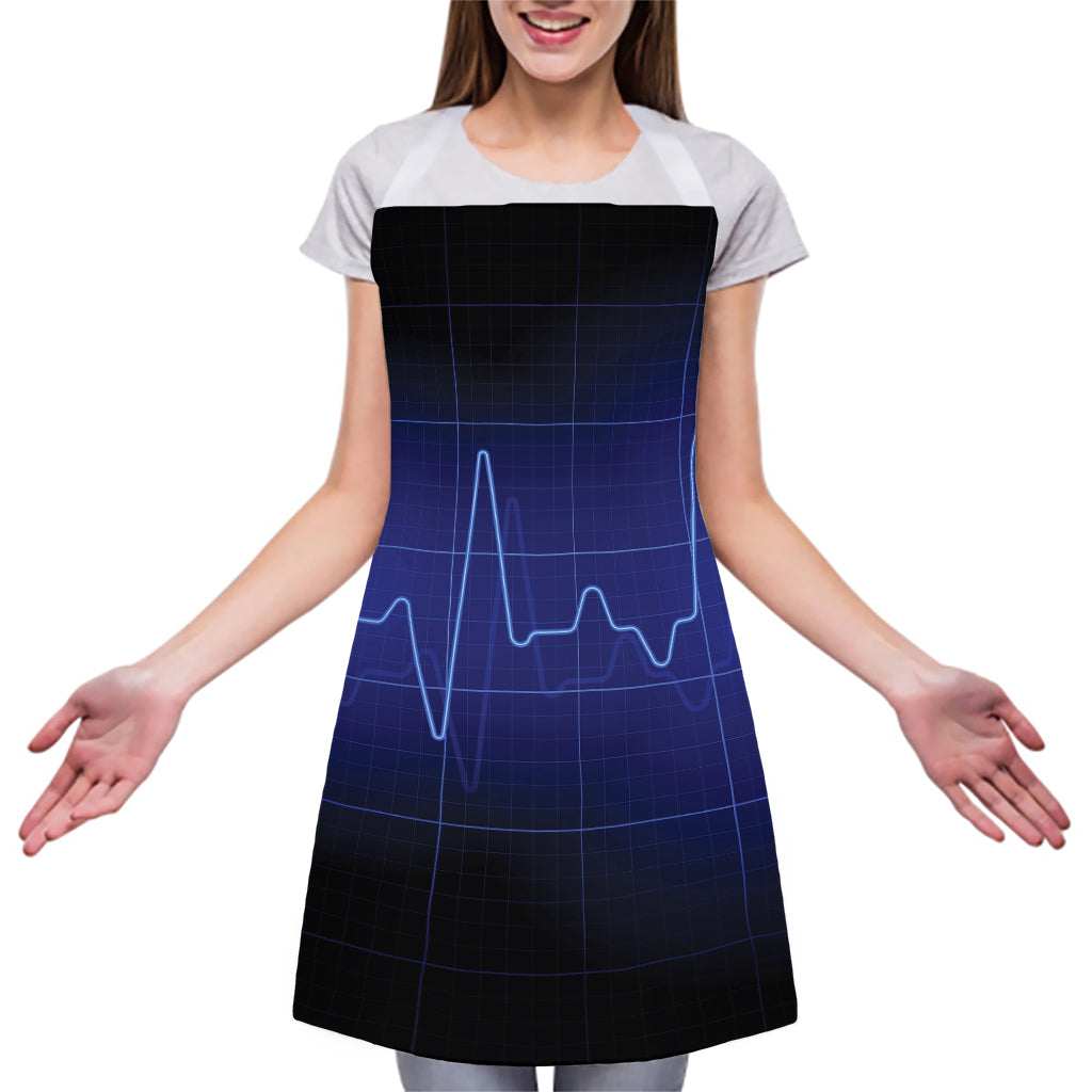 Blue Heartbeat Print Adjustable Apron