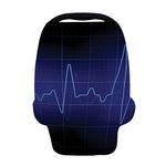 Blue Heartbeat Print Baby Seat Cover