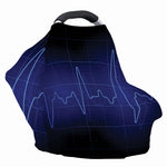 Blue Heartbeat Print Baby Seat Cover