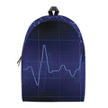 Blue Heartbeat Print School Backpack