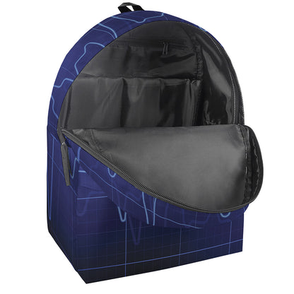 Blue Heartbeat Print Backpack