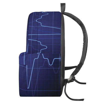 Blue Heartbeat Print Backpack