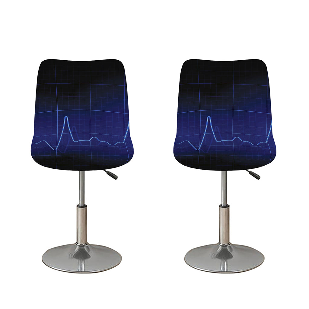 Blue Heartbeat Print Bar Stool Covers