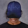 Blue Heartbeat Print Baseball Cap