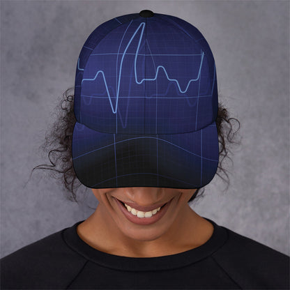 Blue Heartbeat Print Baseball Cap