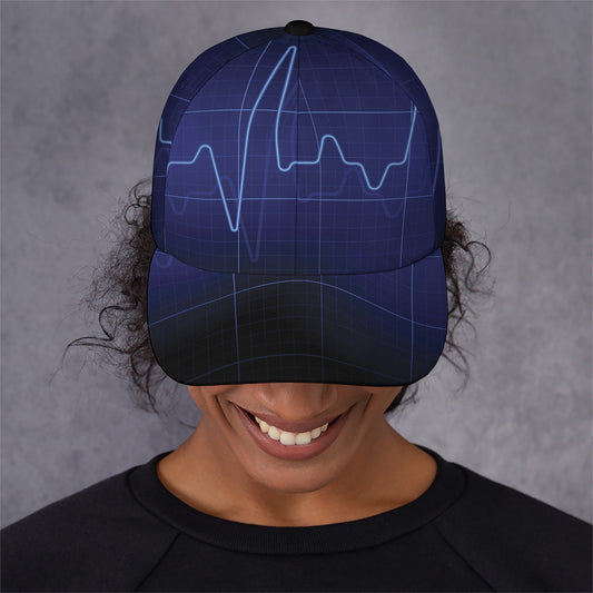 Blue Heartbeat Print Baseball Cap