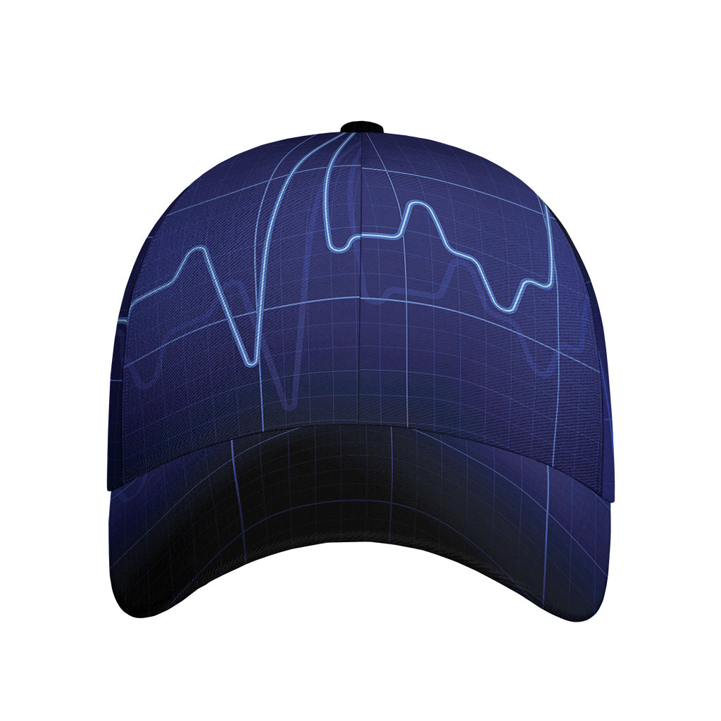 Blue Heartbeat Print Baseball Cap