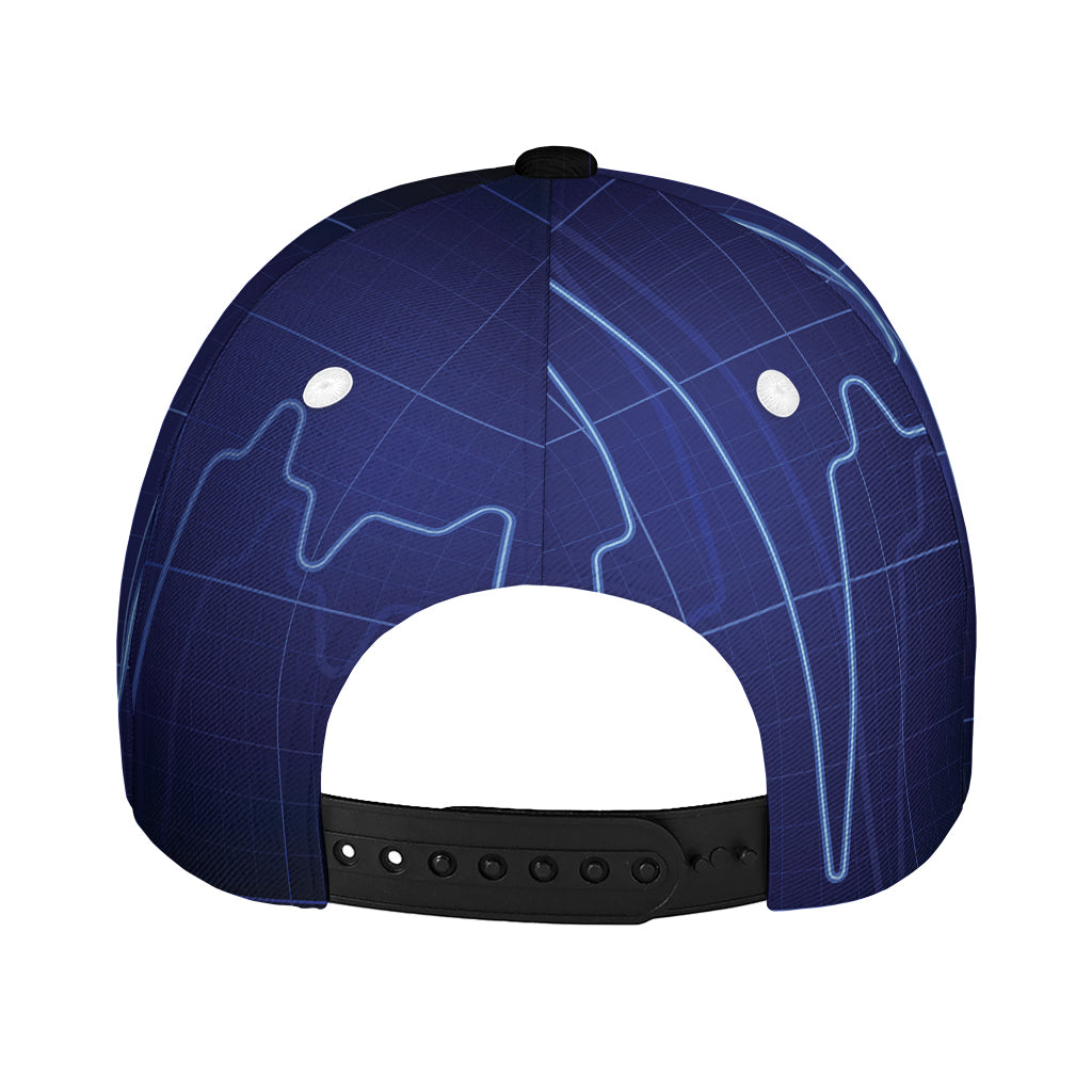 Blue Heartbeat Print Baseball Cap