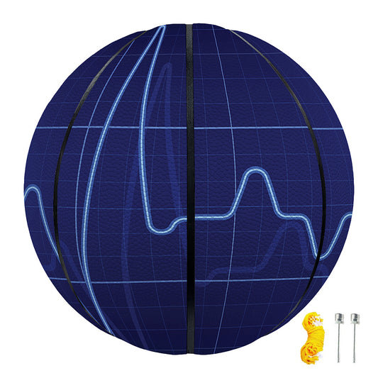 Blue Heartbeat Print Basketball