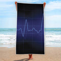 Blue Heartbeat Print Beach Towel