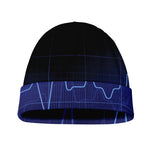 Blue Heartbeat Print Beanie
