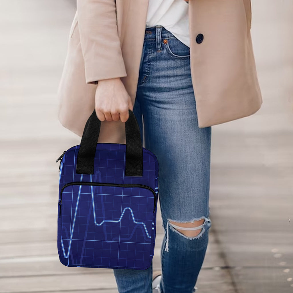 Blue Heartbeat Print Bible Tote Bag