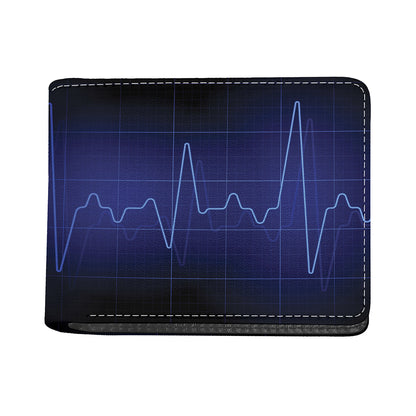 Blue Heartbeat Print Bifold Wallet