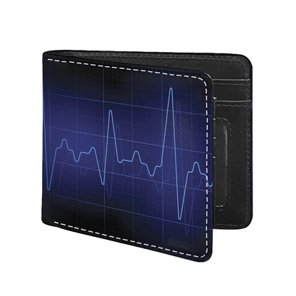Blue Heartbeat Print Bifold Wallet