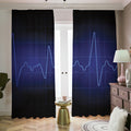 Blue Heartbeat Print Dimout Pencil Pleat Curtains