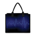 Blue Heartbeat Print Canvas Tote Bag