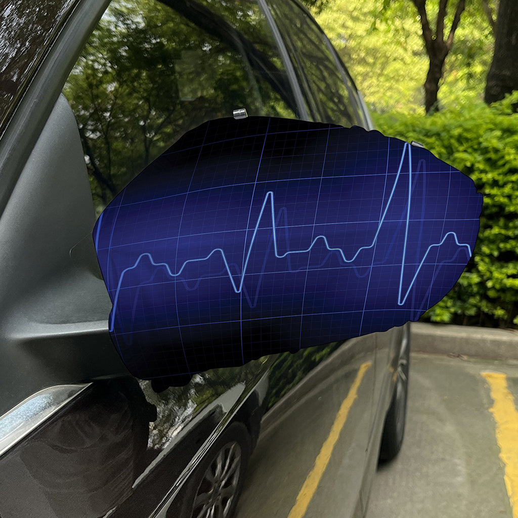 Blue Heartbeat Print Car Side Mirror Covers