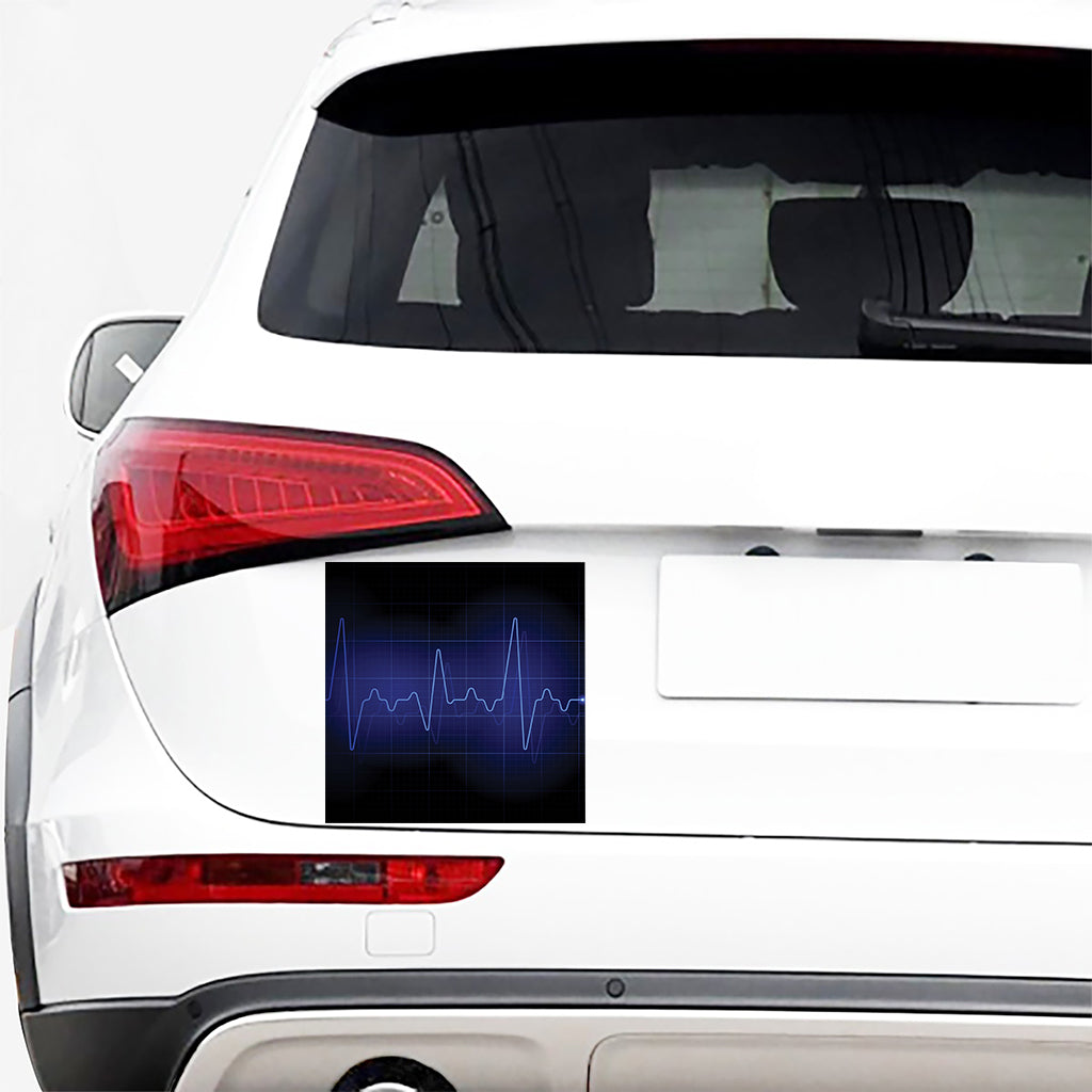 Blue Heartbeat Print Car Sticker