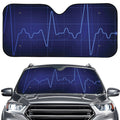 Blue Heartbeat Print Car Windshield Sun Shade