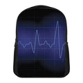 Blue Heartbeat Print Casual Backpack