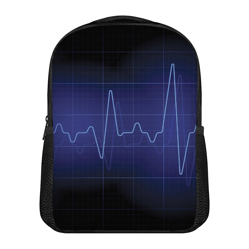 Blue Heartbeat Print Casual Backpack