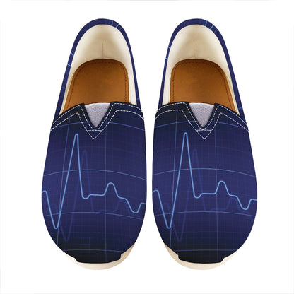Blue Heartbeat Print Casual Shoes