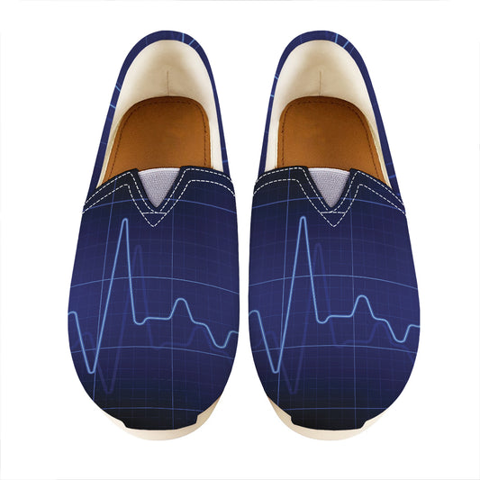 Blue Heartbeat Print Casual Shoes