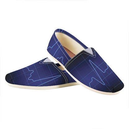Blue Heartbeat Print Casual Shoes
