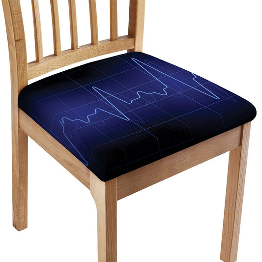 Blue Heartbeat Print Chair Cushion Cover