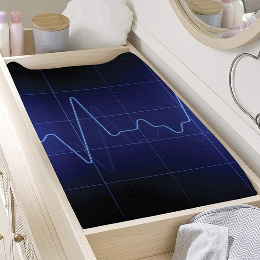 Blue Heartbeat Print Changing Pad Cover