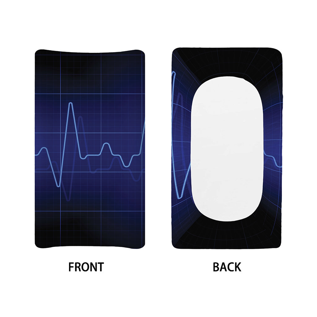 Blue Heartbeat Print Changing Pad Cover