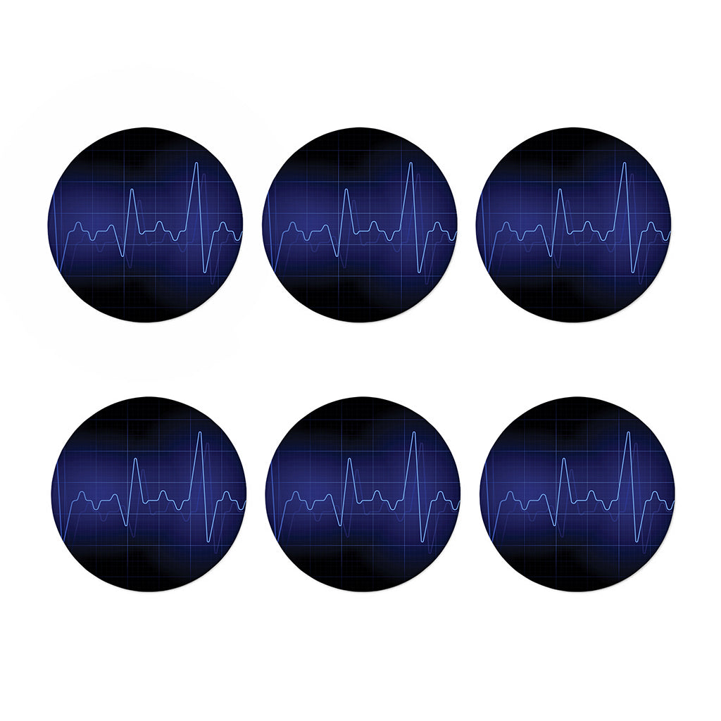 Blue Heartbeat Print Coaster Set