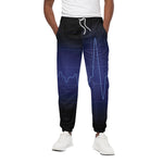 Blue Heartbeat Print Cotton Pants